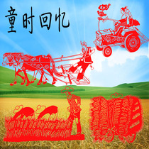 Farming memories childhood Handmade paper-cut decorative painting Hollow carved paper works Kindergarten traditional folk beauty gift
