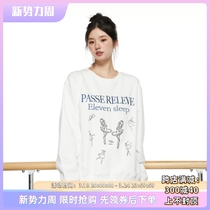 ELEVEN SLEEP SPRING BALLET Wind Printed Letters Embroidered round collar sleeves Loose Long Cuff men and women