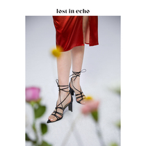 lost in echo designer womens shoes summer new fashion knotted thin strappy high-heeled sandals 2 colors