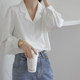 Puff sleeve white shirt women's summer mid-sleeve loose foreign style top high-end sense niche retro French temperament shirt