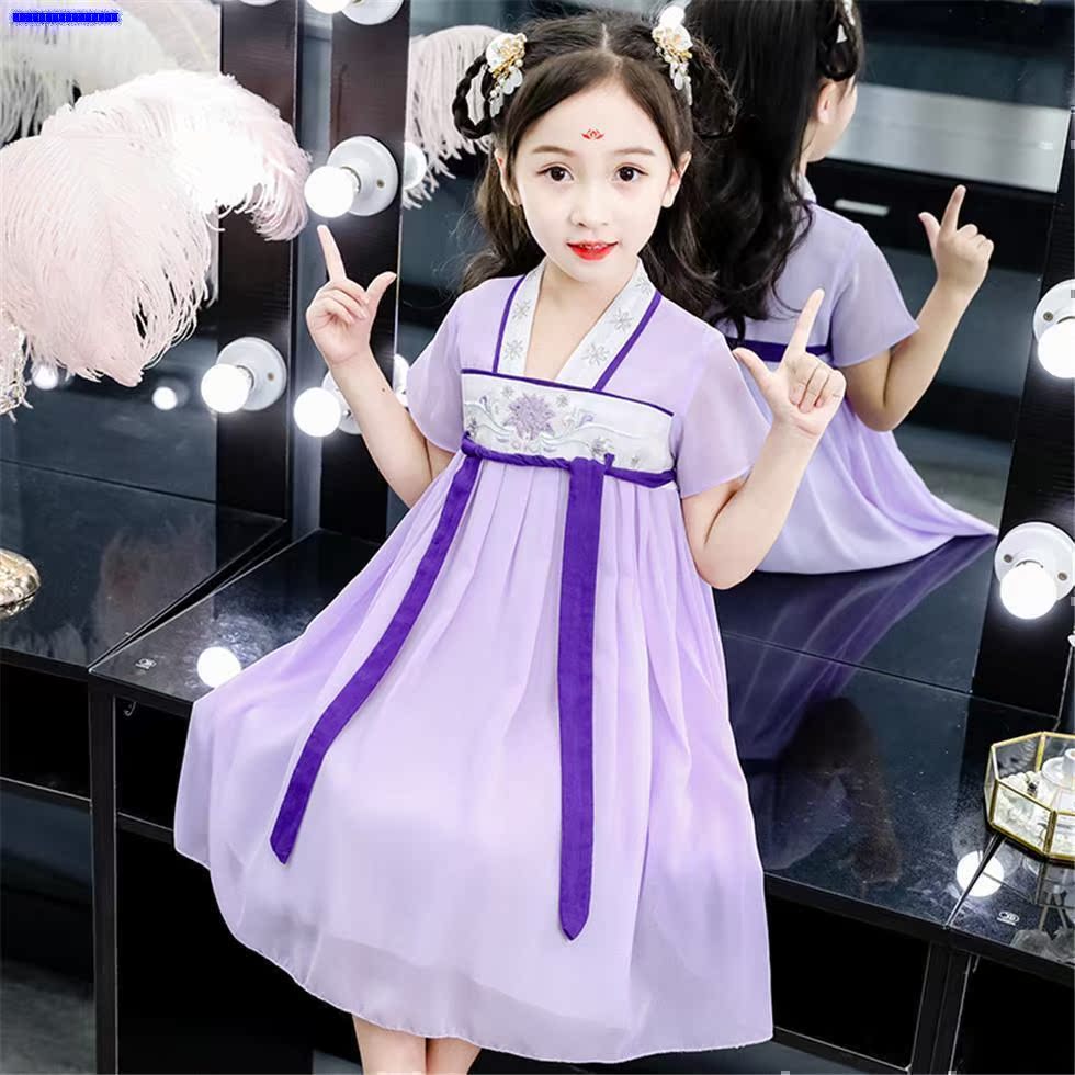 Girl Han đầm đầm siêu cổ tích Trung Quốc gió trẻ em cổ chiếc váy cô bé con voan cổ tích của mùa hè váy vừa trẻ lớn