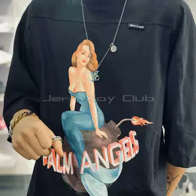 Palm Angels 20SS new mermaid back logo print short sleeve men's and women's same loose T-shirt