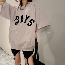 FOG FEAR OF GOD Season 7 Main line GRAYS letter flocking print half-sleeved round neck short sleeve sweater