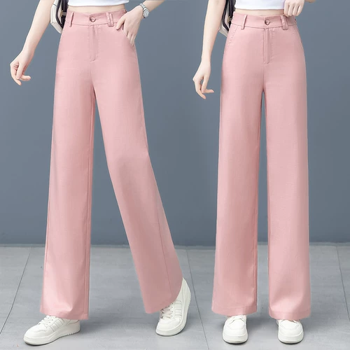 Тонкие штаны, свободный прямой крой, эластичная талия