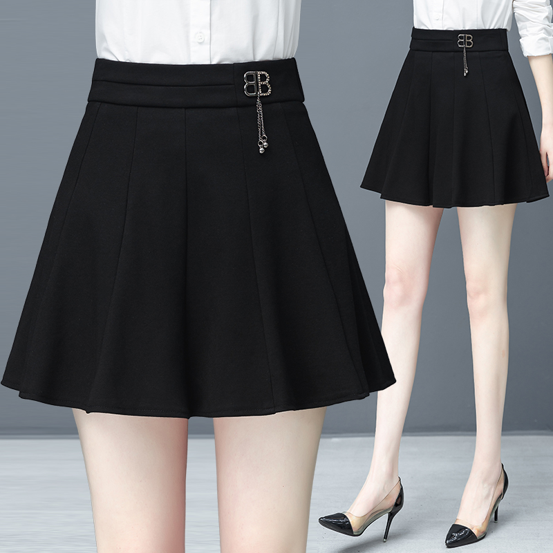 Black a short dress casual half body dress 2022 new this year popular high waist display slim pleated pleasantism