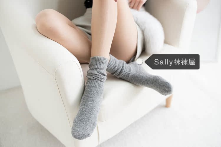 Mùa thu và mùa đông mặt bích dày cashmere màu rắn vớ vớ len nữ vớ Nhật Bản vớ vớ retro dày vớ vớ thổ cẩm