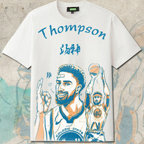 Clay Thompson Short Sleeve Soup God T-Shirt Jersey Man Kt Warriors Basketball Halfsleeve Cleaist Clothes fans