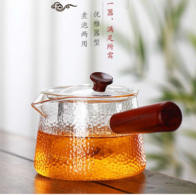 Mahogany side teapot resistant to high temperature thickened glass teapot filter tea maker household electric ceramic stove teapot