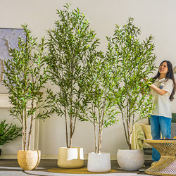 Large Artificial Green Plant Olive Tree Fake Tree Floor-Standing Potted Plant Landscaping Artificial Plant Indoor Decoration Olive Tree