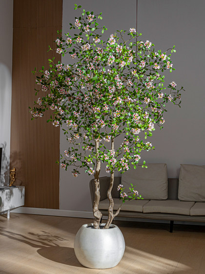 High-End Artificial Island Spring Flowers, Fake Flowers, Artificial Plants for Indoor Decoration, Floor-Standing Ornaments, Simple Plants in New Chinese Style