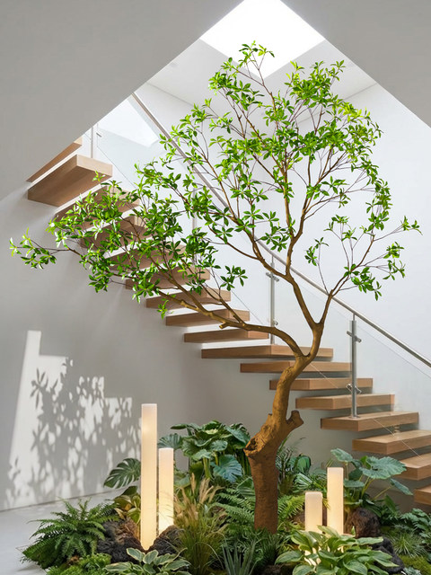 Artificial Greenery, High-Quality Horse-Dranker Tree, Fake Tree for Landscaping, Window Display, Indoor Bionic Tree, Decorative Tree, Large Simple Floor-Standing Tree