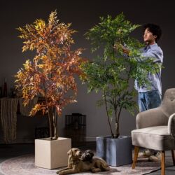 High-End Large Artificial Nandina Bamboo Tree, Realistic Green Plant, Faux Flower, Light Luxury Indoor Floor-Standing Decorative Landscaping Ornament