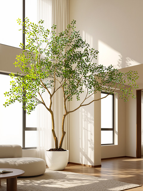 Artificial Horsewood Tree, Large Artificial Banyan Tree, Indoor and Outdoor Azalea, Floor-Standing Simple Decorative Green Plant Landscaping