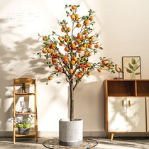A symbol of good luck and good luck@Large-scale simulated orange fruit tree fake tree floor-standing potted plant indoor living room decoration ornaments