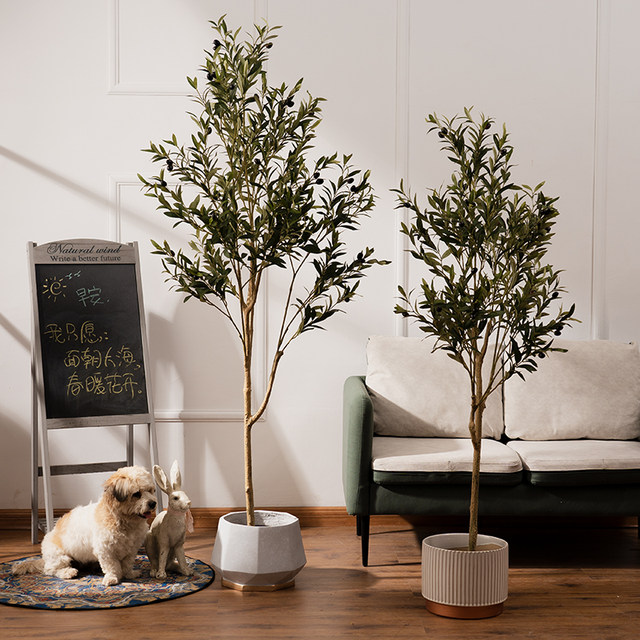 Large Nordic Artificial Tree, Simulated Green Plant Olive Tree, Floor-Standing Potted Plant, Home Living Room Indoor Landscaping Decoration Ornament