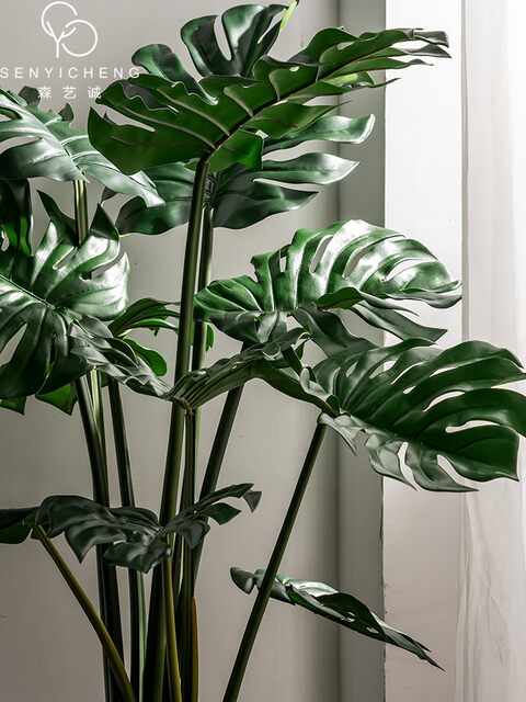 Artificial Monstera Bonsai Fake Tree Potted Plant Indoor Living Room Shop Landscaping Biomimetic Green Plant Decoration Ornament