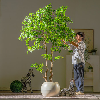 Extra-Large Artificial Money Tree, Simulated Green Plant for Indoor Living Room Decoration, Bionic Plant, Vintage-Style Fortune Tree, Fake Tree