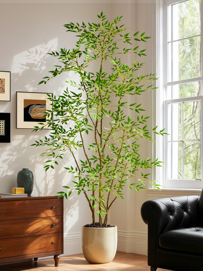 Artificial Green Plant, Fake Tree, Bionic Floor-Standing Fake Plant, Large Potted Plant, Indoor Living Room Decorative Flower, Landscaping Ornament
