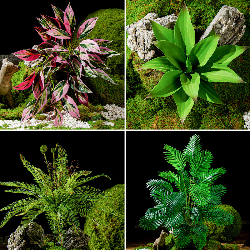 Artificial Green Plants, Green Fake Grass Bunches, Plastic Money Grass for Flower Arrangements, Decorative Landscaping, Fake Leaf Ferns