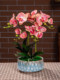 High-End Artificial Phalaenopsis Orchid Flower Arrangement Potted Plant Fake Flowers for Living Room Coffee Table Dining Table Decoration Ornaments