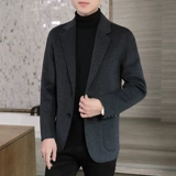 Демисезонный шерстяной модный костюм, двусторонное шерстяное пальто для отдыха, облегающий крой, в британском стиле