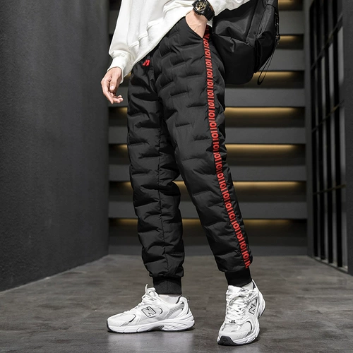 Дорожные удерживающие тепло цветные модные мужские трендовые штаны с пухом, увеличенная толщина