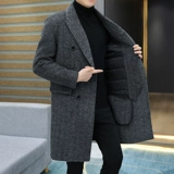 Зимнее двусторонное пальто для мальчиков, длинный утепленный пиджак классического кроя, шерстяной вкладыш с пухом, куртка