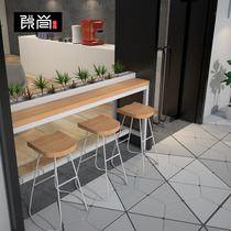 American solid wood bar table home tall table and chair wrought iron wall table milk tea shop with flower trough bar table