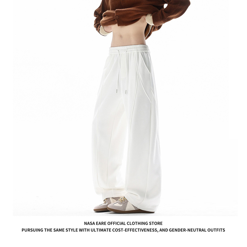Nasab-Eare American-Style Deconstructed Scimitar Sweatpants for Men, Spring Trendy Brand Loose Wide-Leg Pants, High-Street Casual Pants