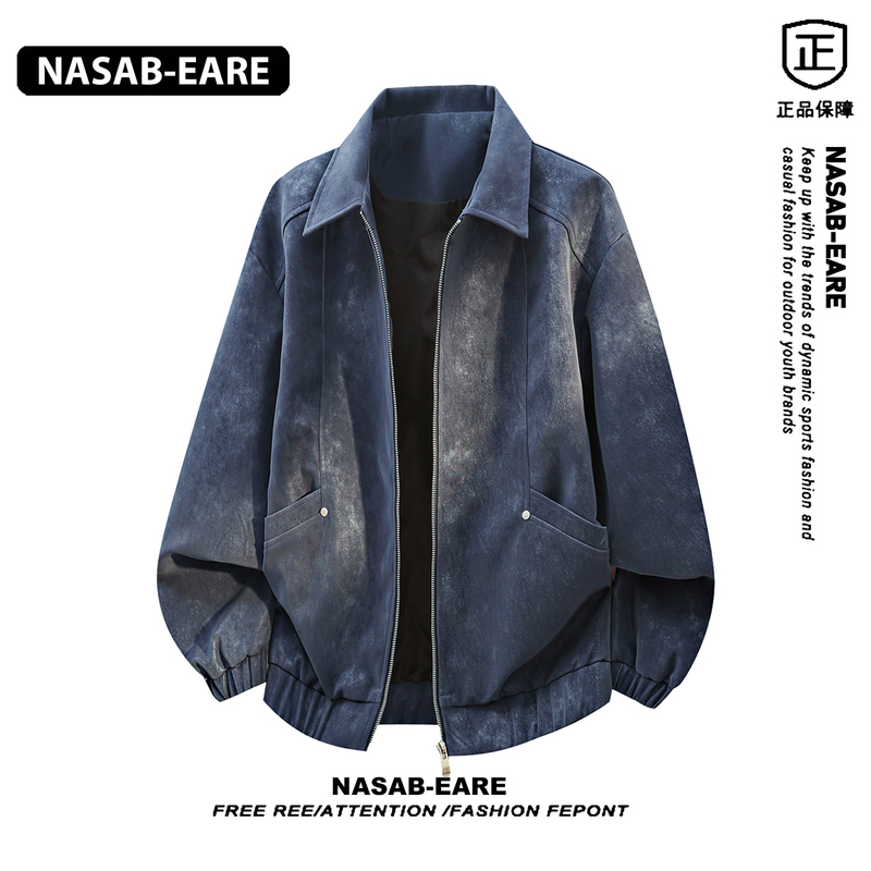 Nasab-Eare Retro Pu Leather Jacket Men's Autumn American-Style Lapel Loose Velvet-Feel Casual Windproof Jacket Nasab-Eare Retro Pu Leather Jacket Men's Autumn American-Style Lapel Loose Velvet-Feel Casual Windproof Jacket