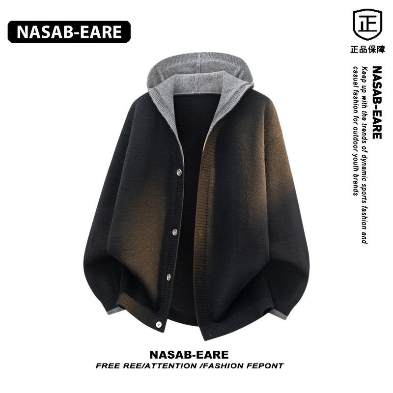 Nasab-Eare American Style Color-Blocked Hooded Sweater for Men, Autumn Heavyweight Design, Simple Casual Jacket Nasab-Eare American Style Color-Blocked Hooded Sweater for Men, Autumn Heavyweight Design, Simple Casual Jacket