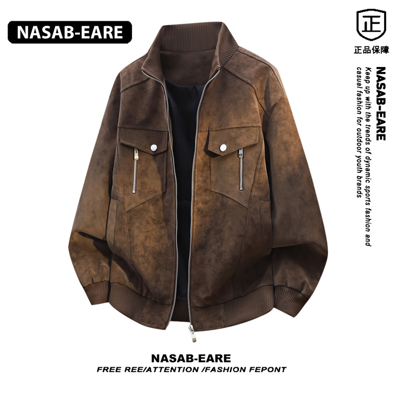 Nasab-Eare Baseball Collar Tie-Dye Work Jacket Men's 2026 Autumn American High Street Loose Breathable Jacket Nasab-Eare Baseball Collar Tie-Dye Work Jacket Men's 2026 Autumn American High Street Loose Breathable Jacket