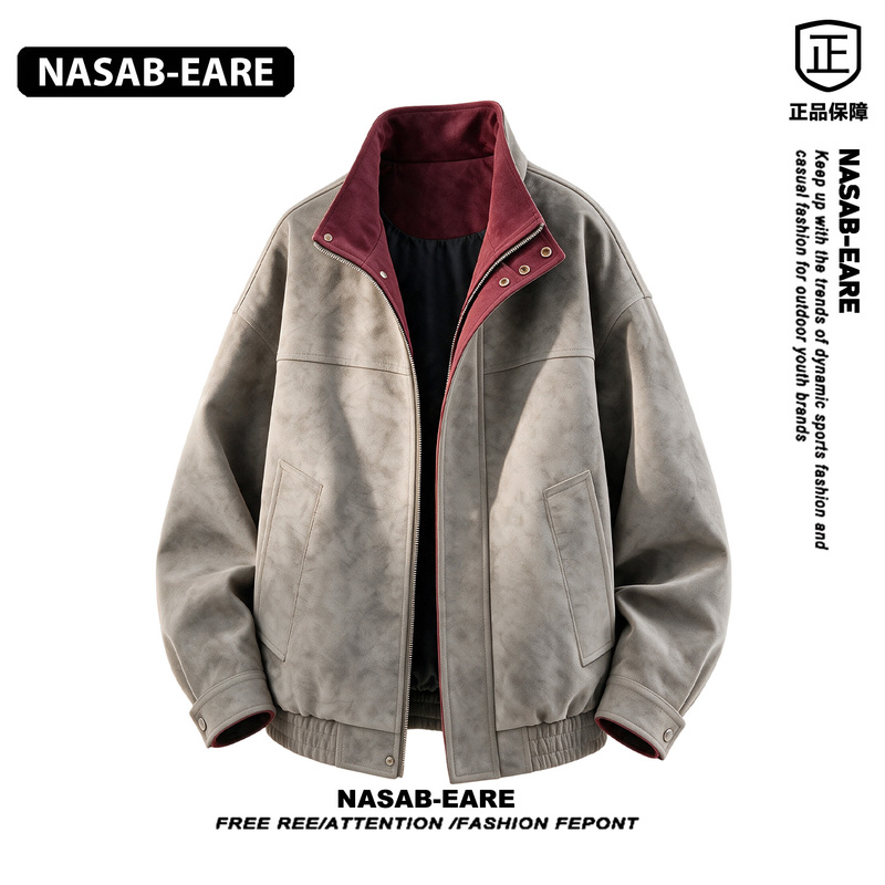 Nasab-Eare Spring and Autumn Casual Retro Tie-Dye Stand Collar Leather Jacket Men's Cool Biker Style Oversized Coat Nasab-Eare Spring and Autumn Casual Retro Tie-Dye Stand Collar Leather Jacket Men's Cool Biker Style Oversized Coat