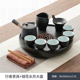 Factory Zhenxi modern new Chinese style simple black pottery side handle pot light luxury Kung Fu tea set home office library