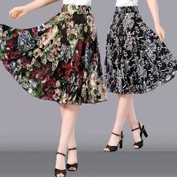 Летняя танцующая шелковая длинная юбка для матери на солнечной энергии, для среднего возраста, большой размер