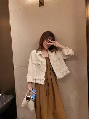 European station early autumn Joker Korean version of loose thin jacket retro Hong Kong flavor spring and autumn denim short coat women's ins tide