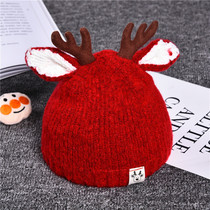 Autumn Winter Baby Woolen Hat Baby Antlers Christmas Hat Kids Knitted Hat Pullover Hat Kids Warm Hat