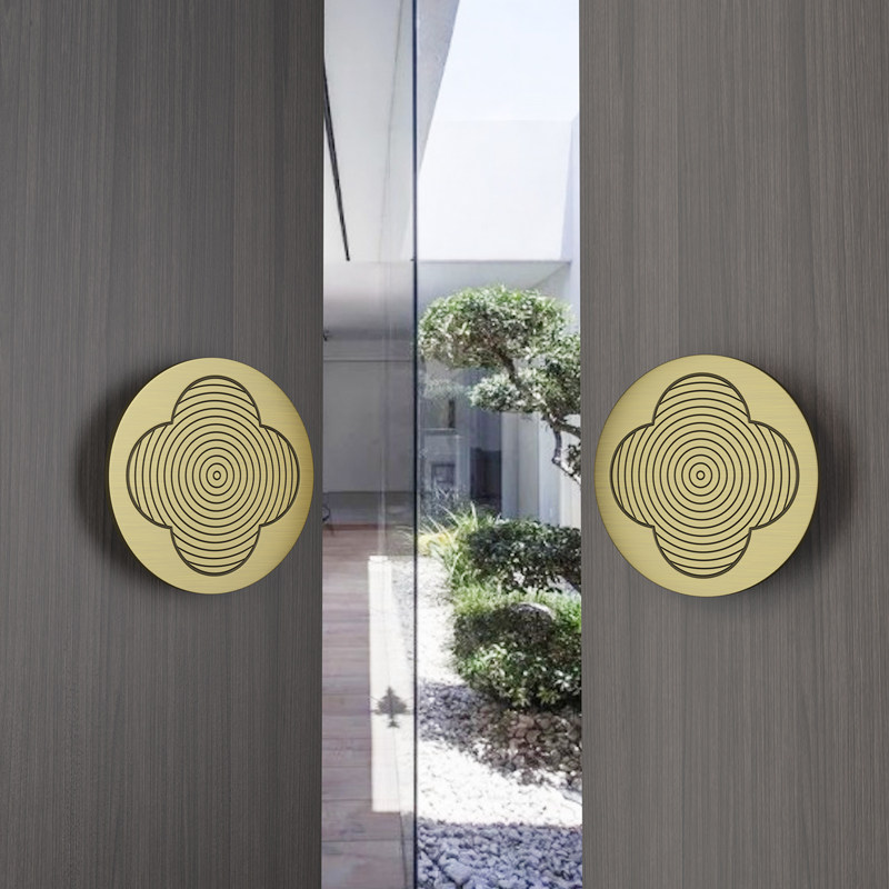 New Chinese-style large door handle Creative four-leaf straw bag door handle can be used for background wall decoration glass door handle