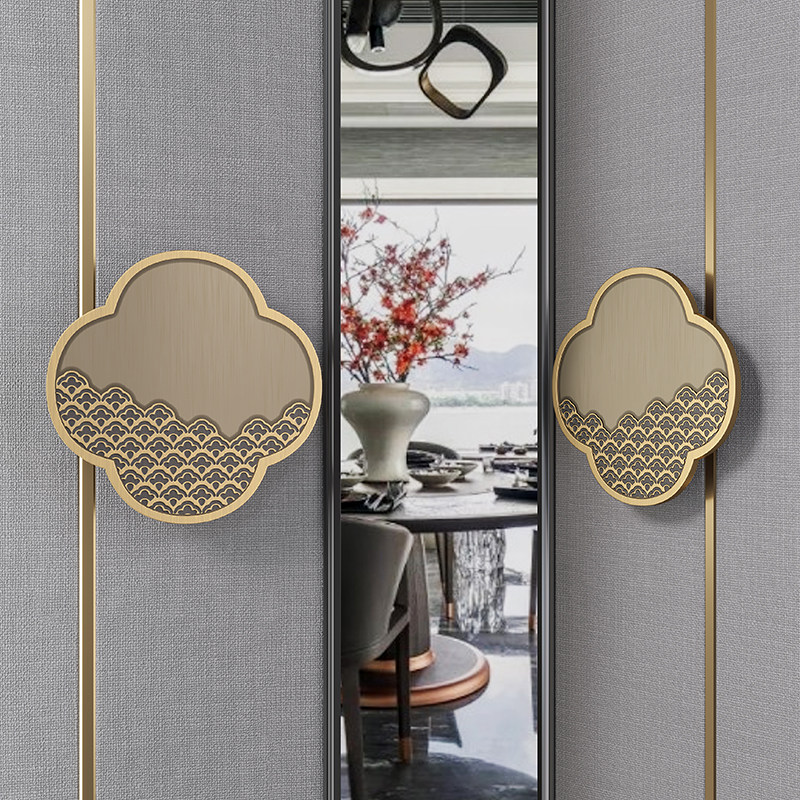 New Chinese gate handle imitation antique bronze lucky stars High Dingbanquet hall Push-pull Solid Wood Door Handle Glass Door Handle