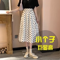 Floral skirt Women summer 2021 high waist slim 150 small man French white retro A- line dress skirt