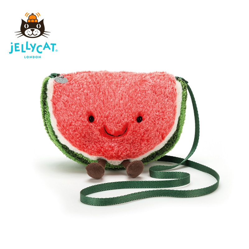 UK JELlYCAT Cute Children Fun Watermelon Bag Plush Sloping Satchel