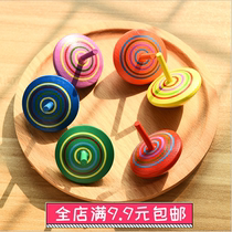 Wooden color rotating small gyro childrens educational toy hand rotating wooden gyro nostalgic small toy
