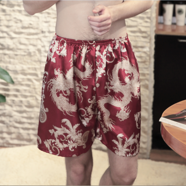 Quần pyjama nam mùa hè mỏng phần quần short quay lụa giản dị năm điểm nhà quần mùa hè băng lụa thoáng khí quần - Quần tây quần short jean nam