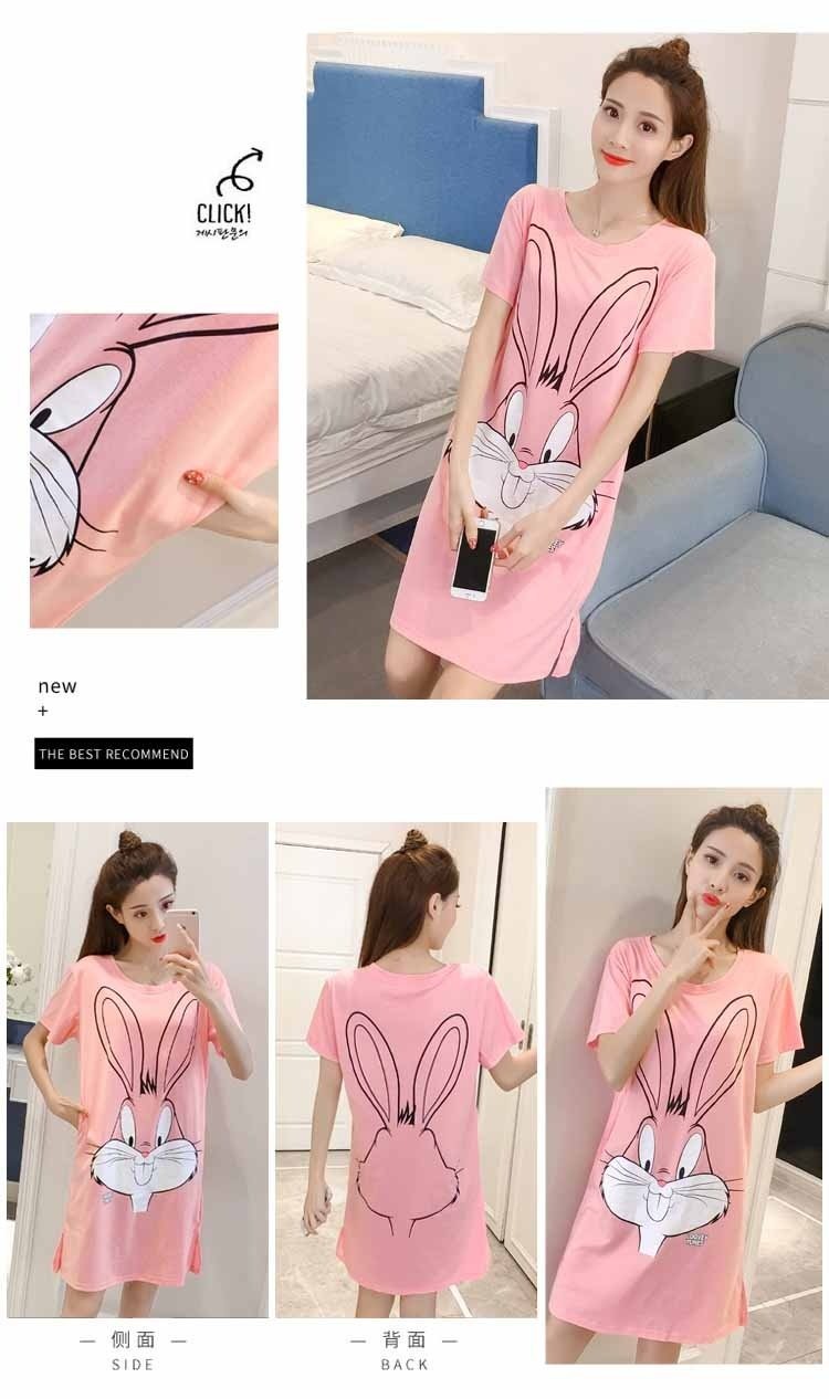 Với bộ đồ ngủ độn ngực của phụ nữ mùa hè mỏng phần cotton ngắn tay áo ngủ miễn phí áo ngực tích hợp đồ lót mặc nhà dịch vụ - Đêm đầm đồ mặc nhà