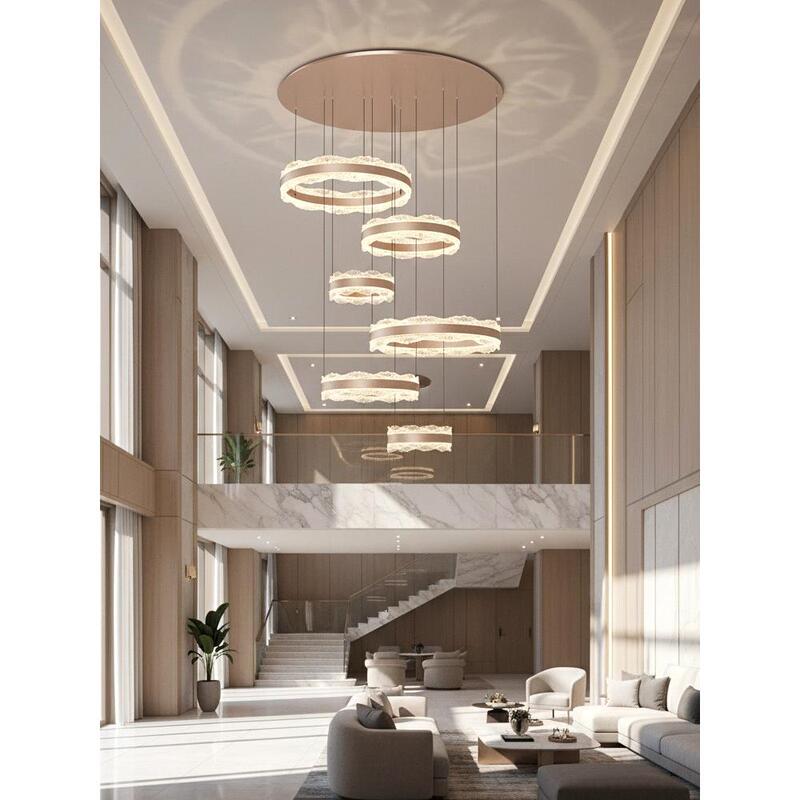 Large Chandelier for Duplexes, Main Light for Open-Air Living Room, Villa Staircase Light, Light Luxury Chandelier for Duplexes, High-Ceiling Lobby Chandelier