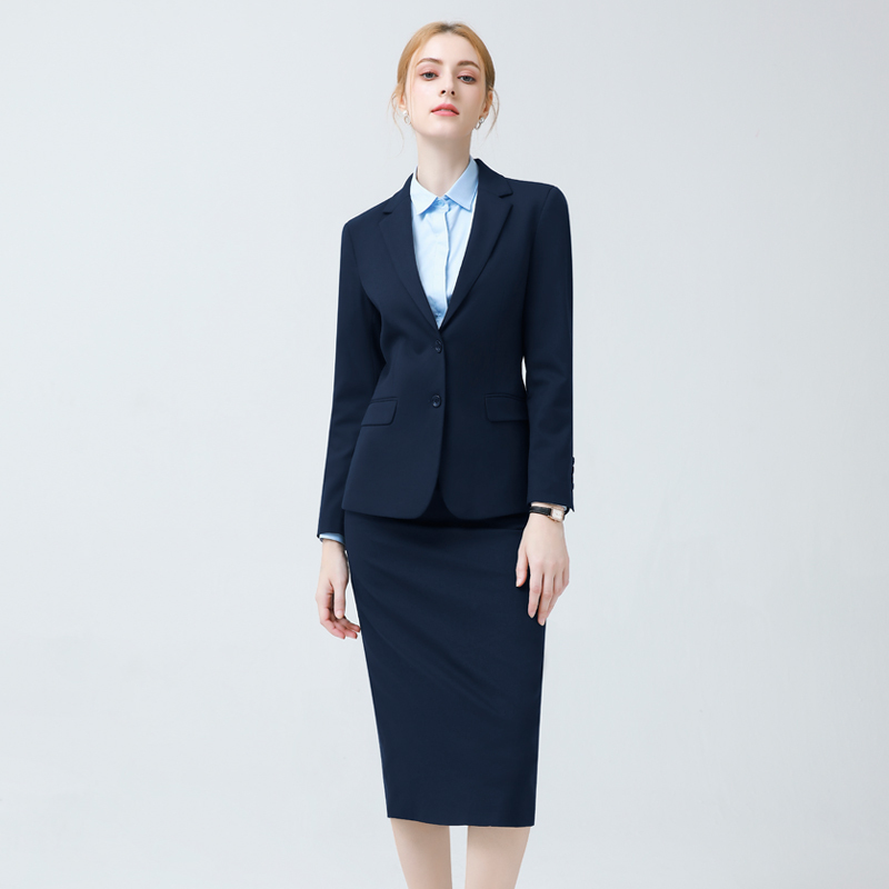 Civil Servant Navy Blue Professional Blazer Women's Spring and Autumn Interview Formal Workwear Elegant Black Suit Skirt