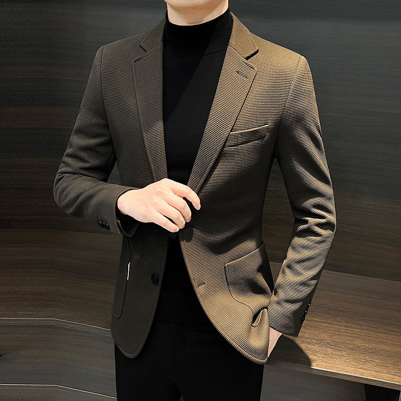 Autumn 2026 New High-End Business Casual Men's Slim-Fit Green Blazer Jacket for Men