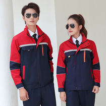 Work clothes suit mens and labor conserved custom logo printed word wear-wear workshop factory steam repair worksite reflective strips Chunqiu
