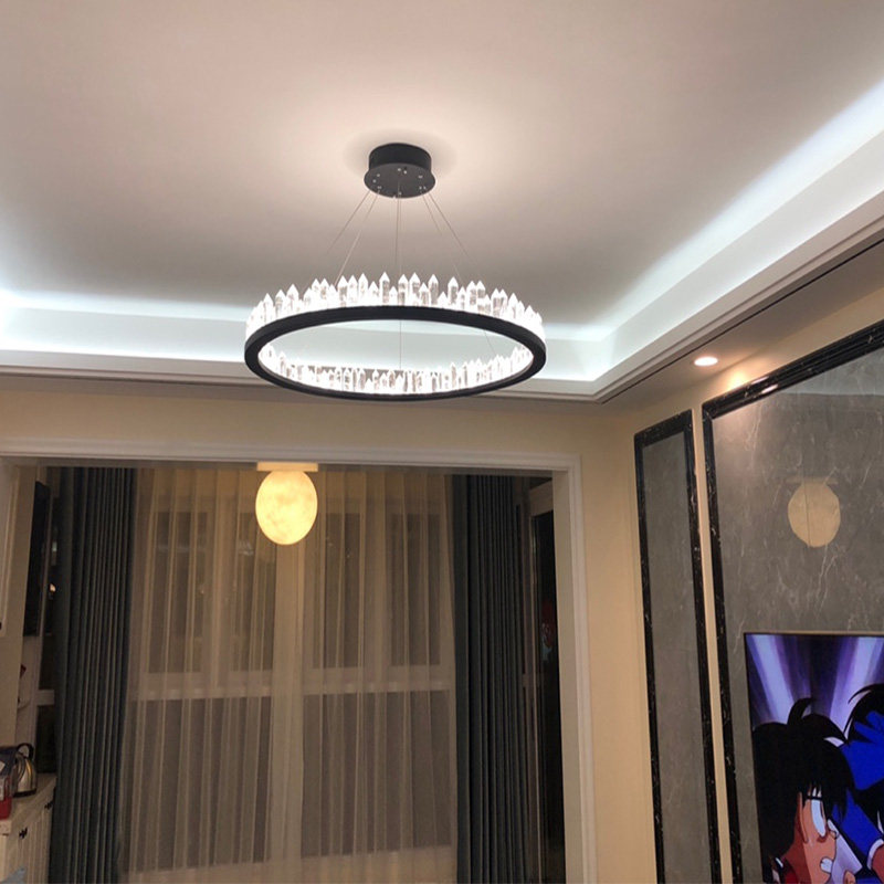 Crystal light luxury chandelier post-modern Nordic circular net red designer living room dining room creative personality bedroom lamps