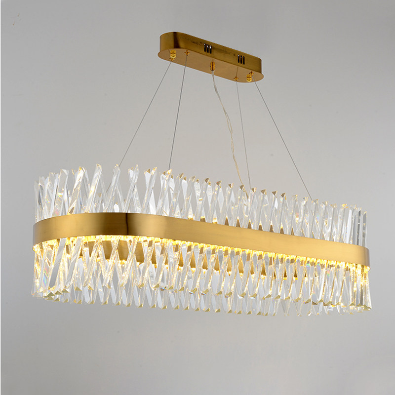 New light luxury crystal lamps crystal chandelier living room post-modern minimalist dining room lamp villa strip dining room chandelier